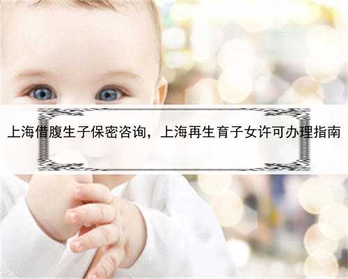 上海借腹生子保密咨询，上海再生育子女许可办理指南
